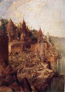 George Landseer The Burning Ghat Benares,as Seen From the City Spain oil painting artist